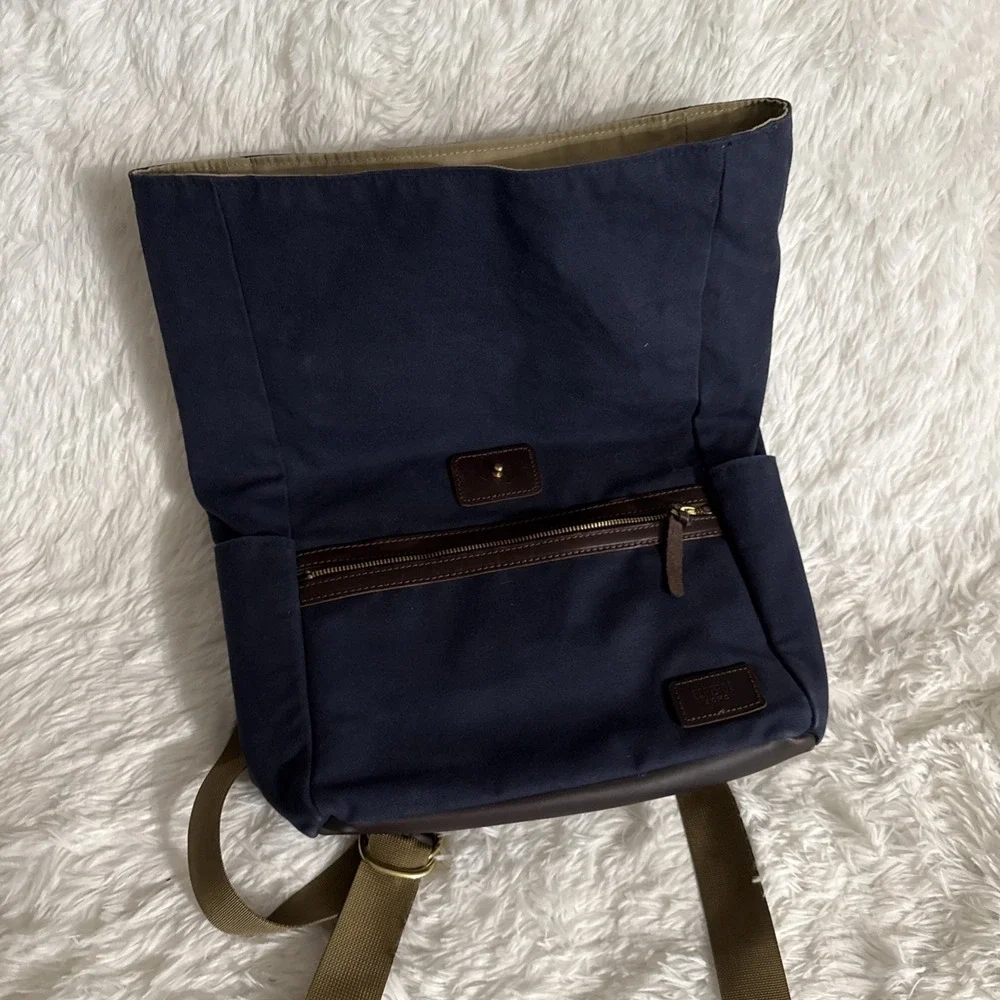 Esperos Soho Rolltop Backpack Navy Canvas Leather Straps USA Made‎ Laptop Bag